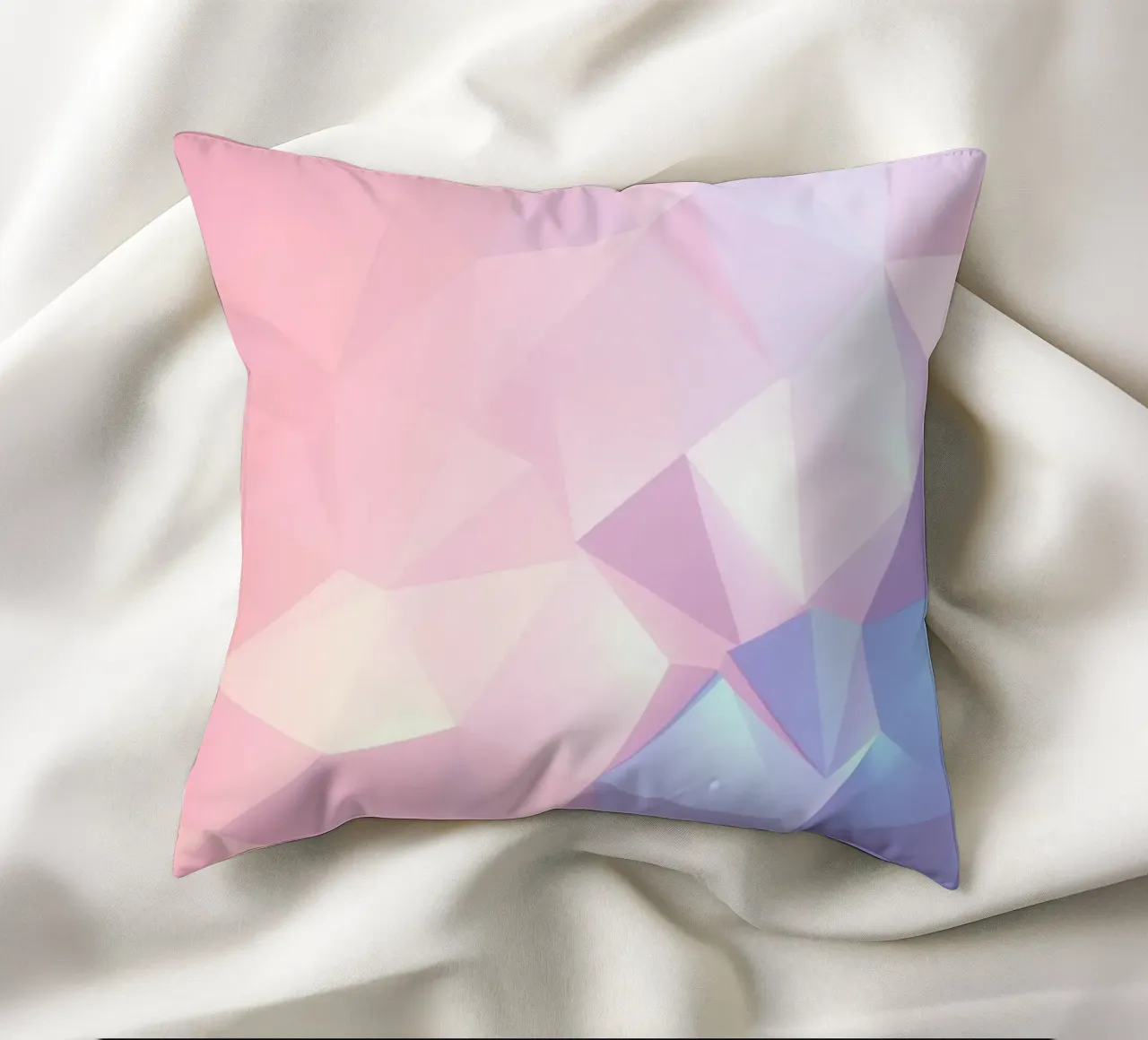 geometric pattern with soft pastels creating calming atmosph decorative cushion by DesignDoodle