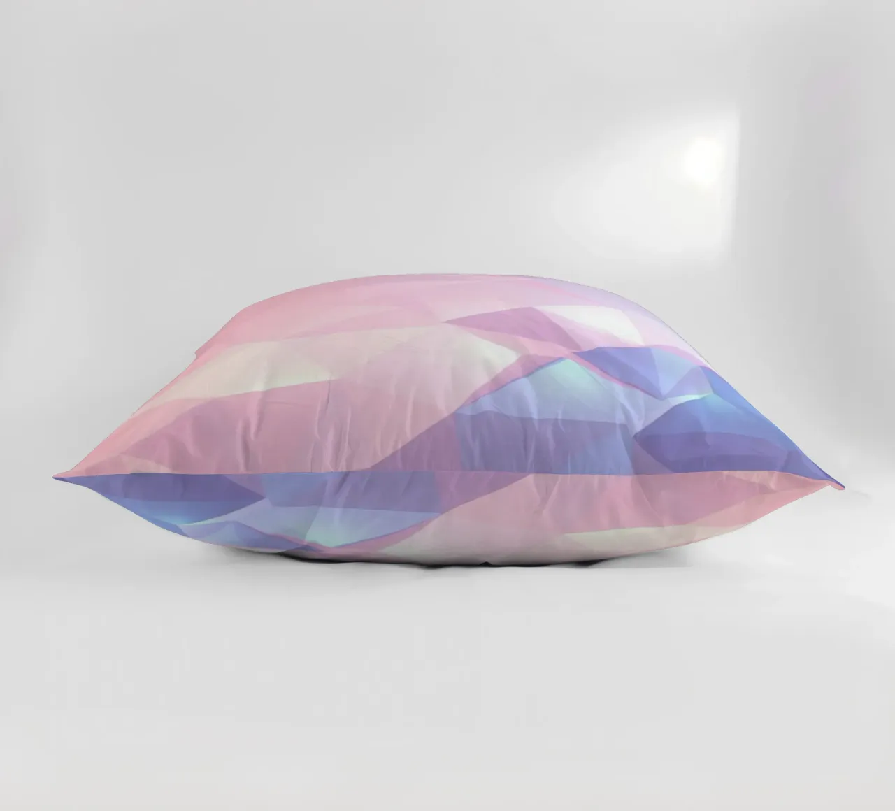 geometric pattern with soft pastels creating calming atmosph decorative cushion by DesignDoodle