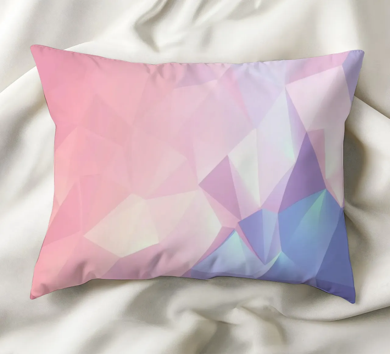geometric pattern with soft pastels creating calming atmosph decorative cushion by DesignDoodle