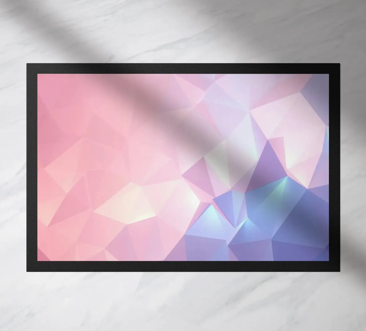 geometric pattern with soft pastels creating calming atmosph doormat by DesignDoodle