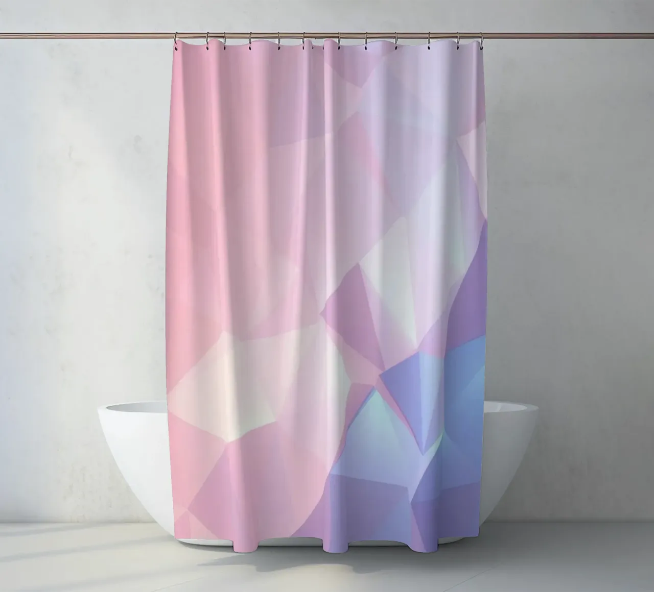 geometric pattern with soft pastels creating calming atmosph shower curtain by DesignDoodle