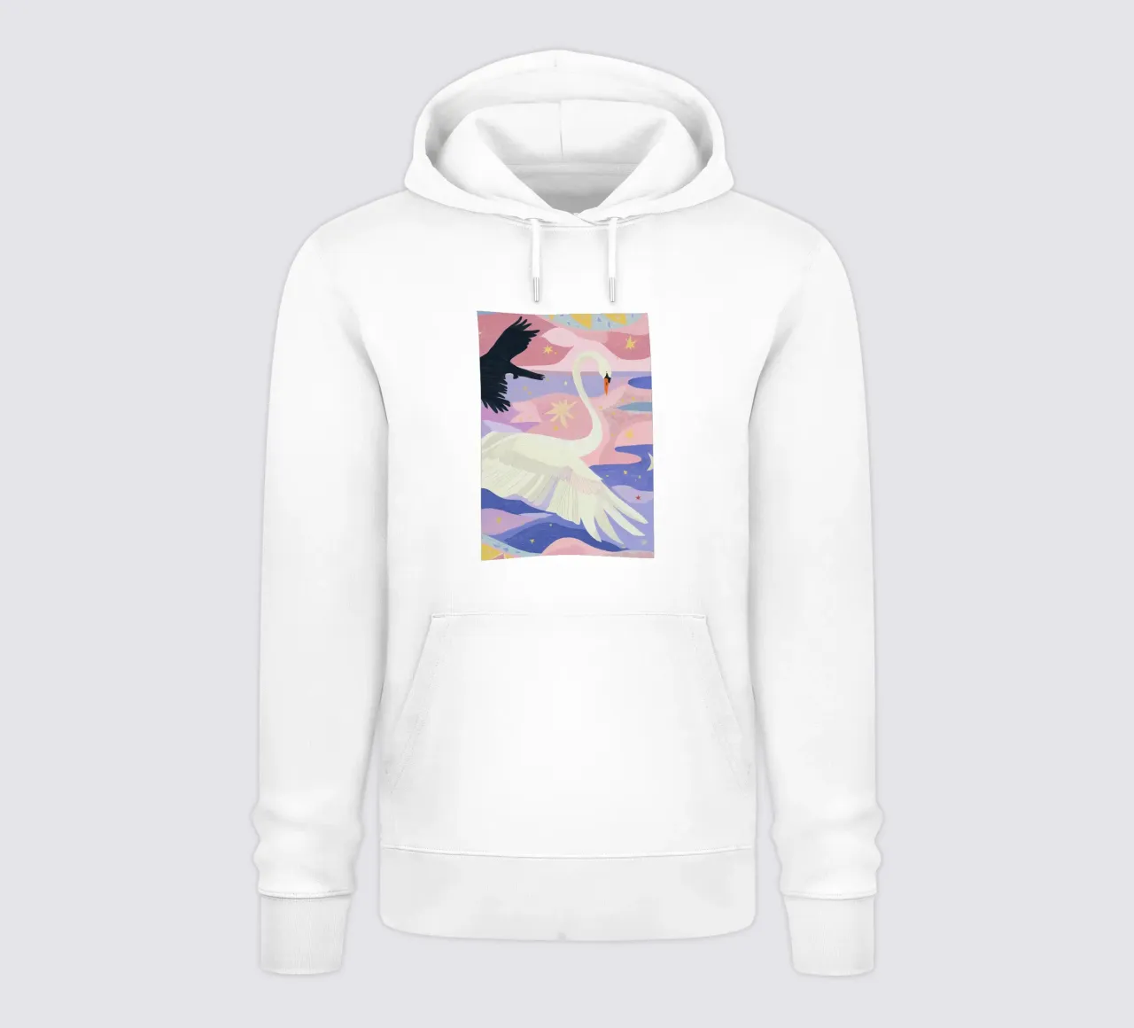 Impresión de cisnes de colores, póster boho de cisnes sudadera con capucha de Boheme