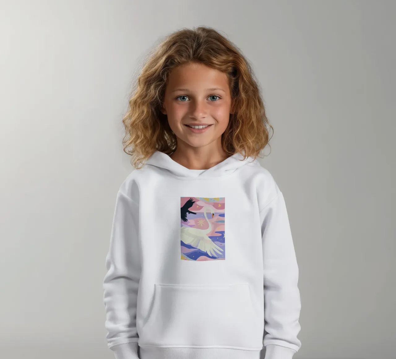 Bunter Schwan Druck, Boho Schwan Poster Kinder Hoodie von Boheme