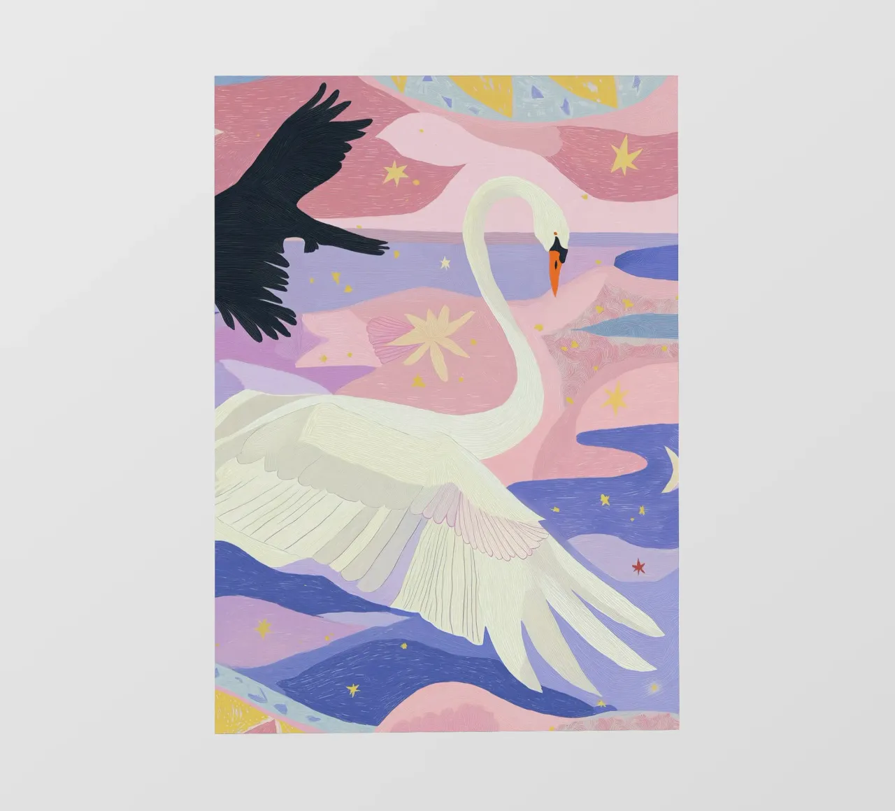 Stampa cigno colorato, poster cigno Boho pellicola backlit da Boheme