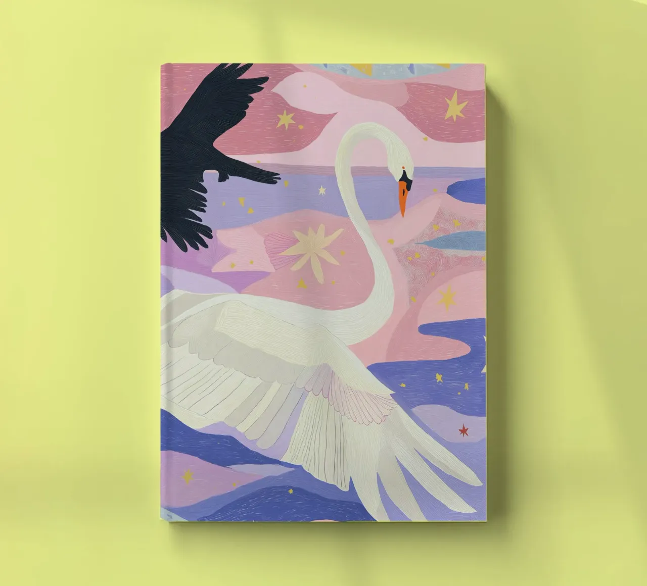 Colourful Swan Print, Boho Swan Poster notebook by Boheme