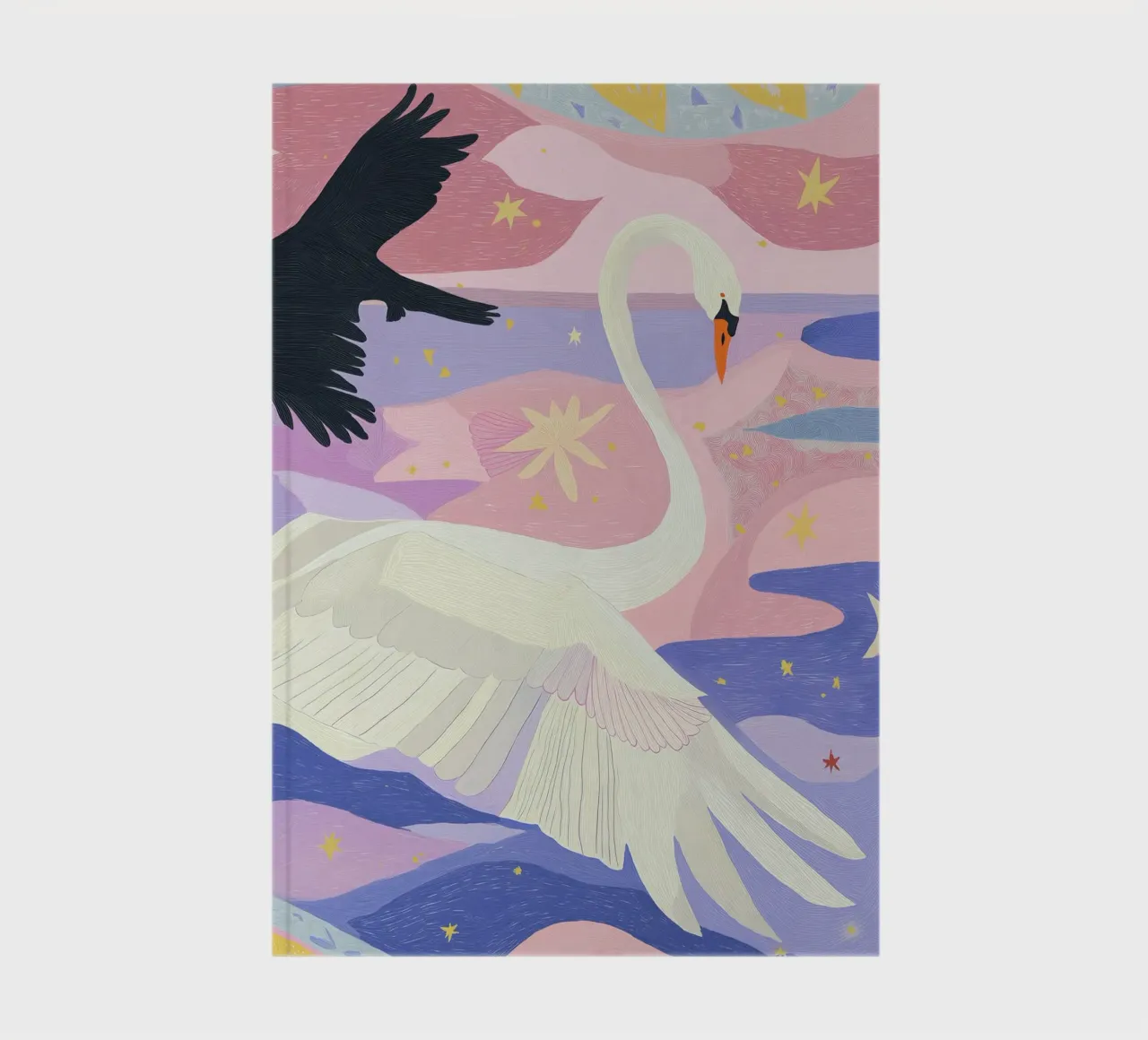 Colourful Swan Print, Boho Swan Poster notebook by Boheme