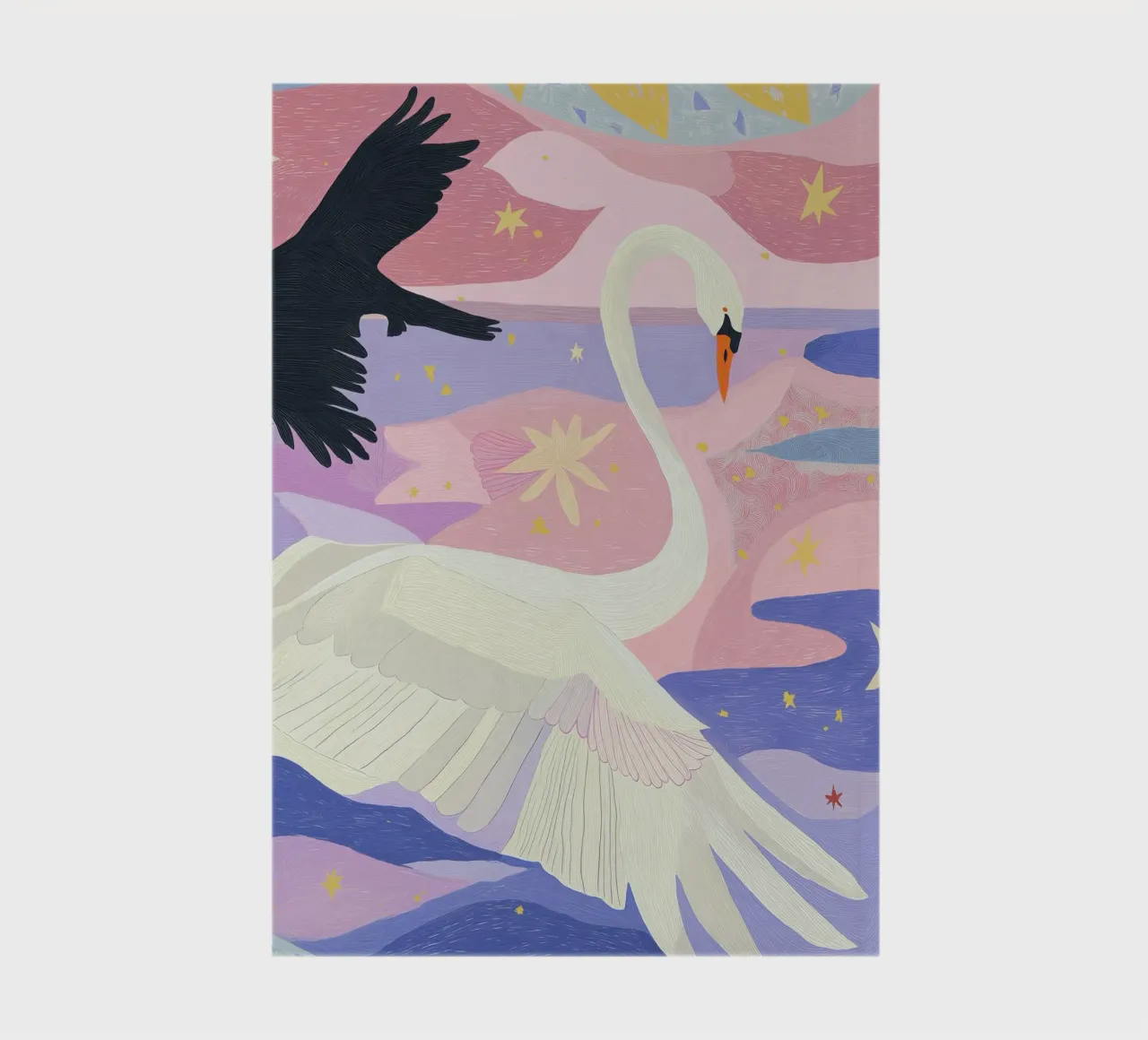 Colourful Swan Print, Boho Swan Poster notebook by Boheme