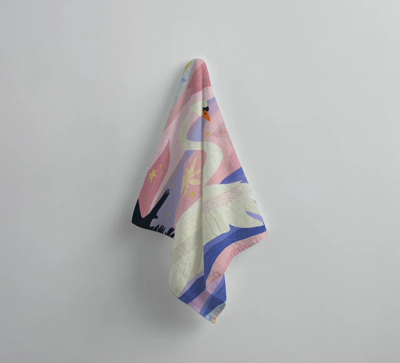 Colourful Swan Print, Boho Swan Poster towel by Boheme