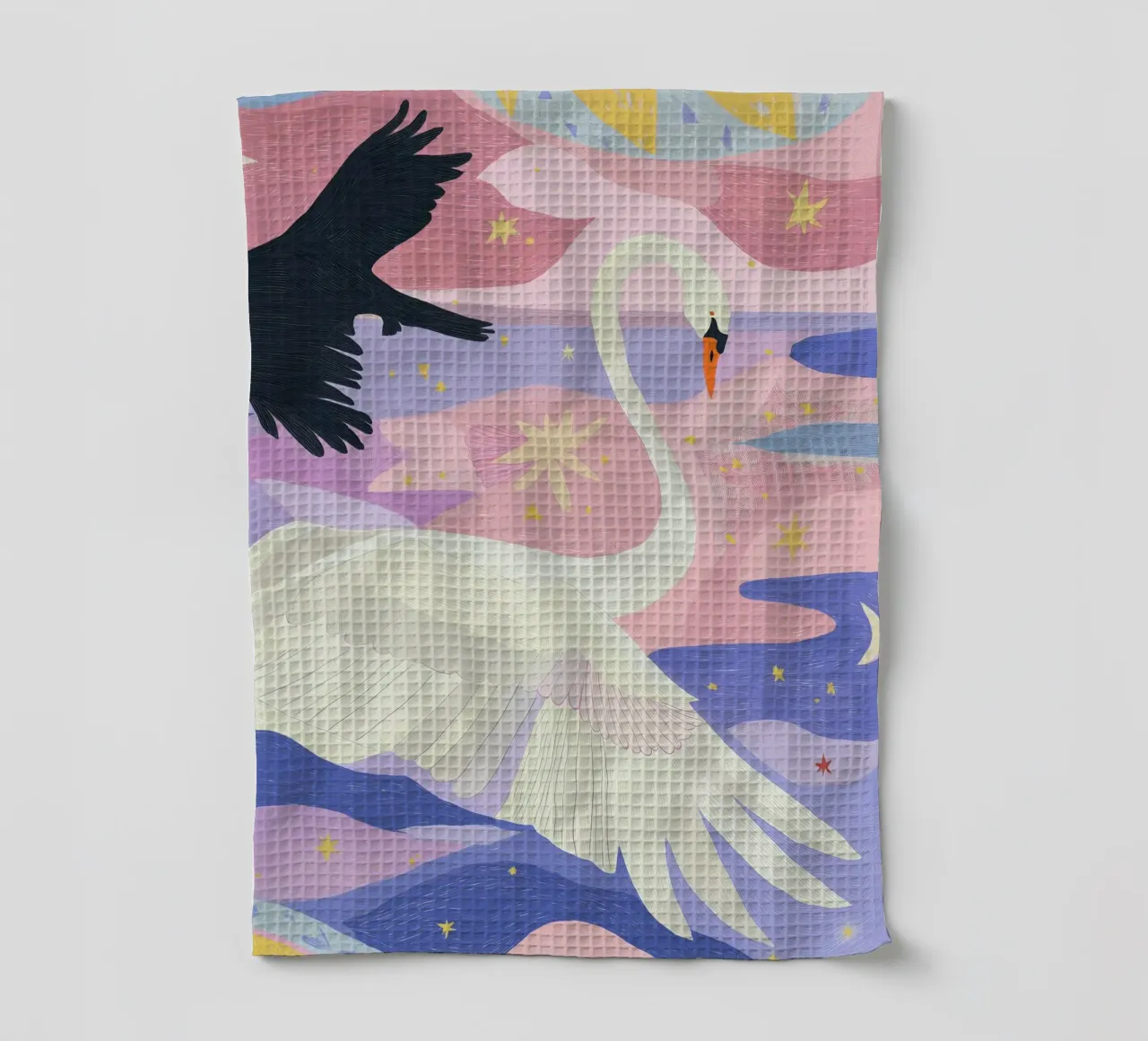 Stampa cigno colorato, poster cigno Boho canovaccio da cucina da Boheme