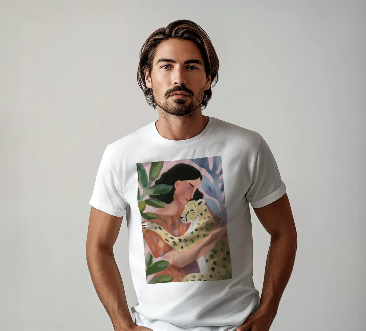 Boho Cheetah Print, Botanical Print t-shirt by Boheme