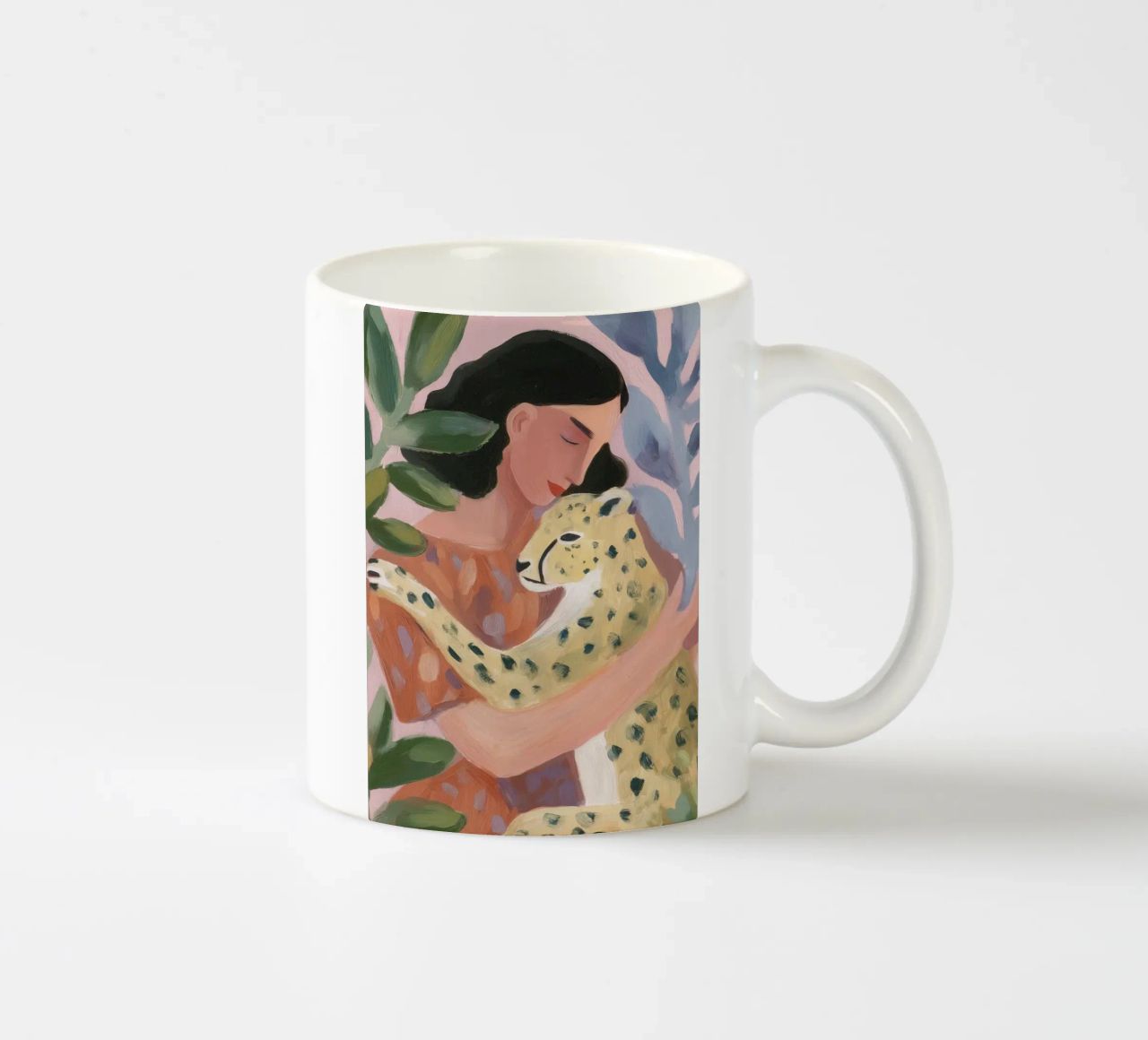 Boho Cheetah print, Botanische print keramische mok van Boheme