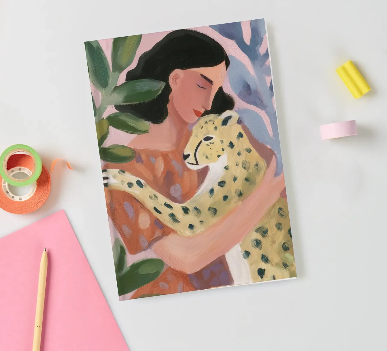 Imprimé Guépard Boho, Imprimé Botanique carnet de notes de Boheme
