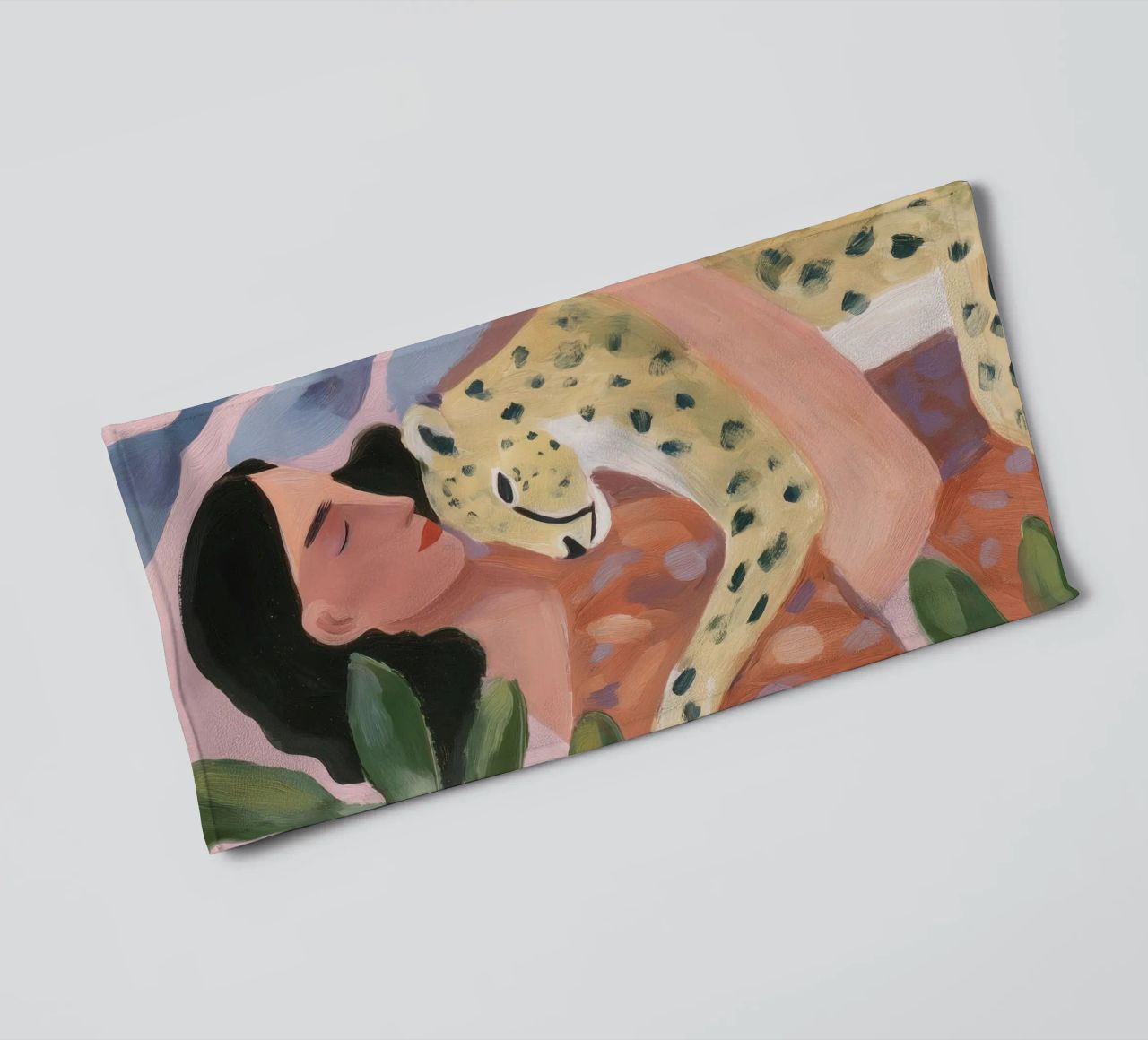 Boho Cheetah Print, Botanical Print towel by Boheme