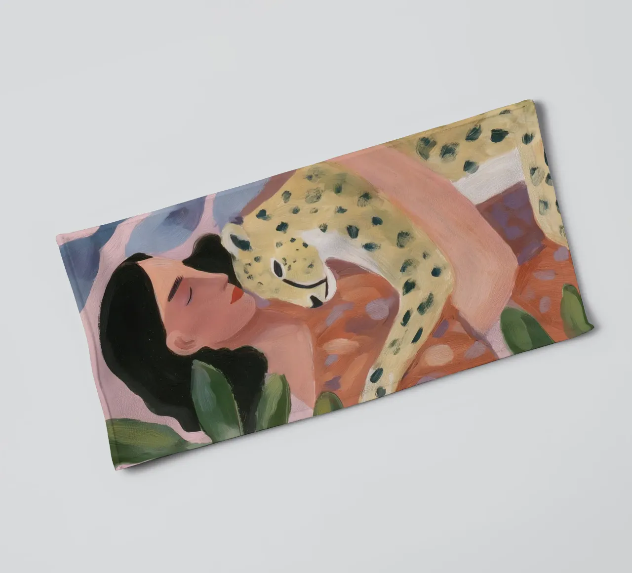 Boho Cheetah print, Botanische print badhanddoek van Boheme