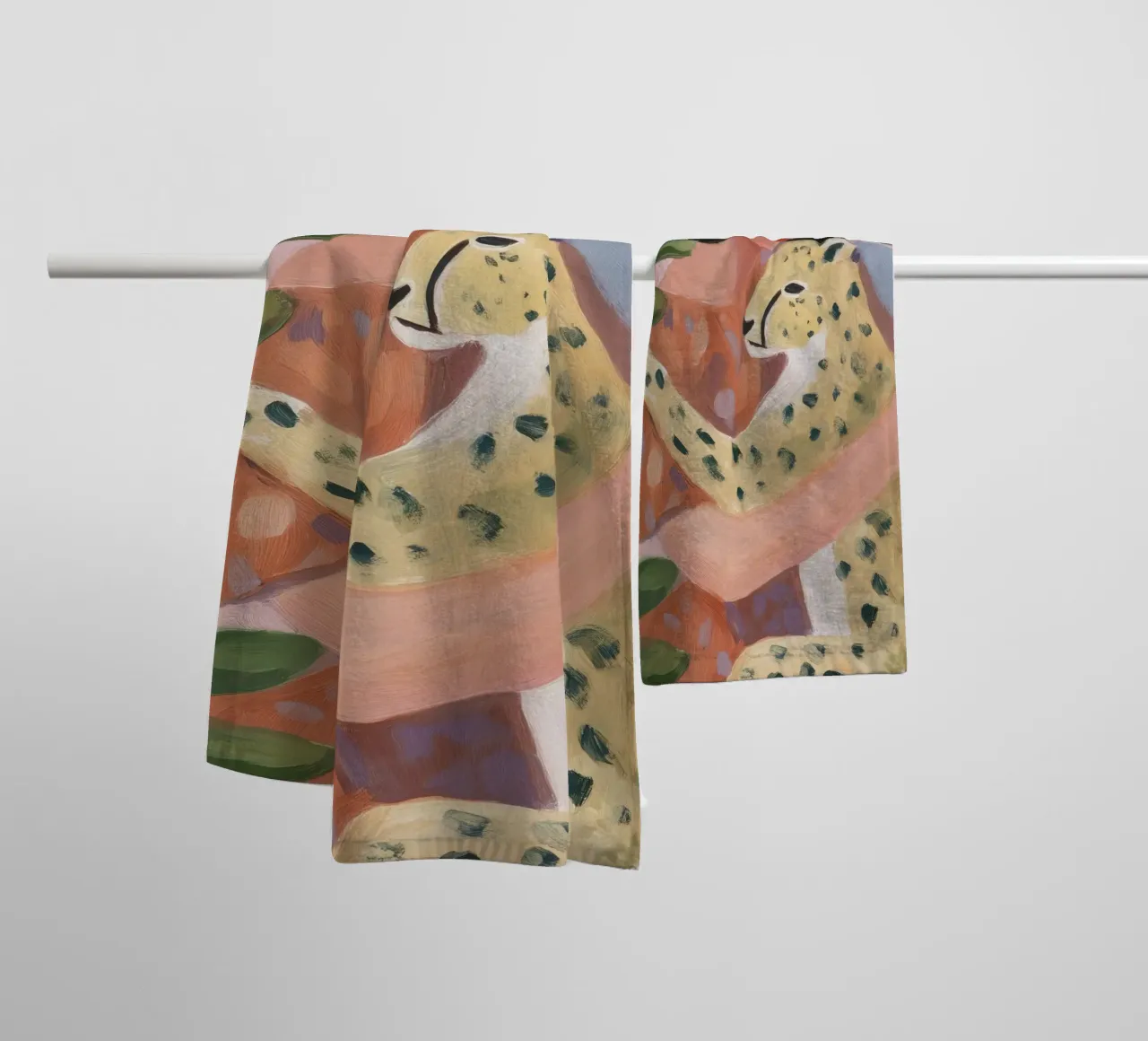 Boho Gepard Druck, Botanischer Druck Handtuch von Boheme