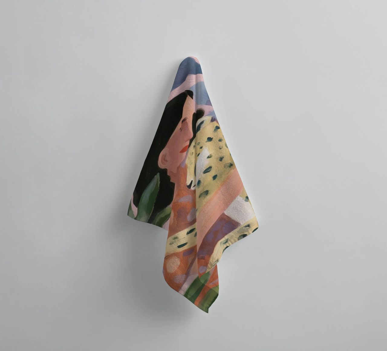 Boho Cheetah Print, Botanical Print towel by Boheme