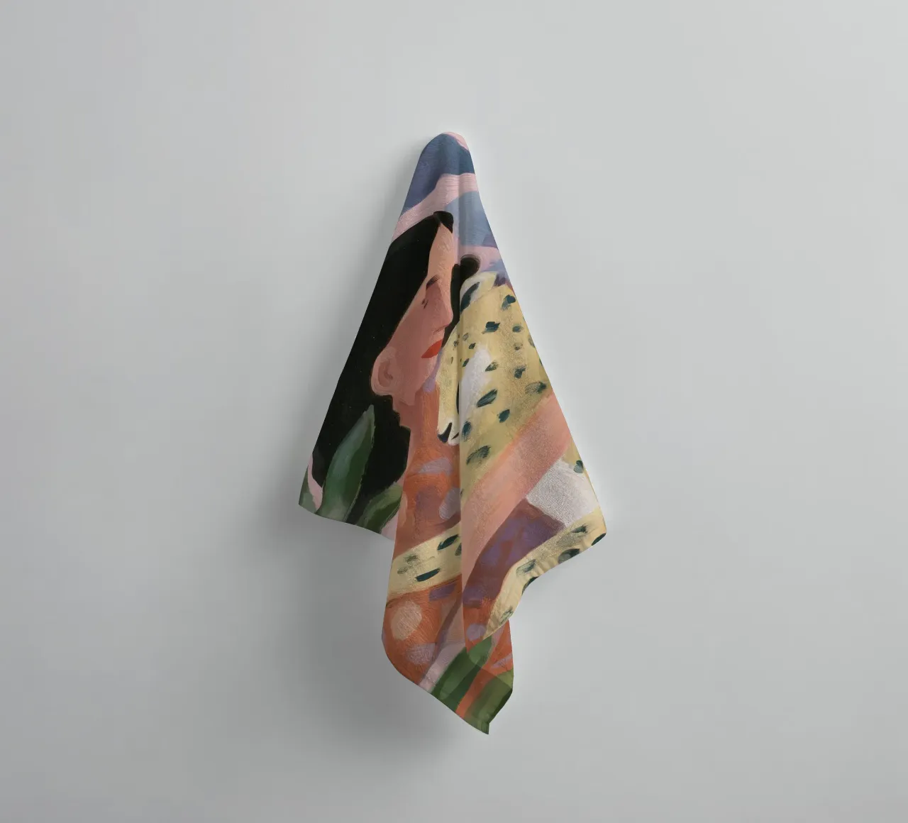 Boho Cheetah print, Botanische print badhanddoek van Boheme