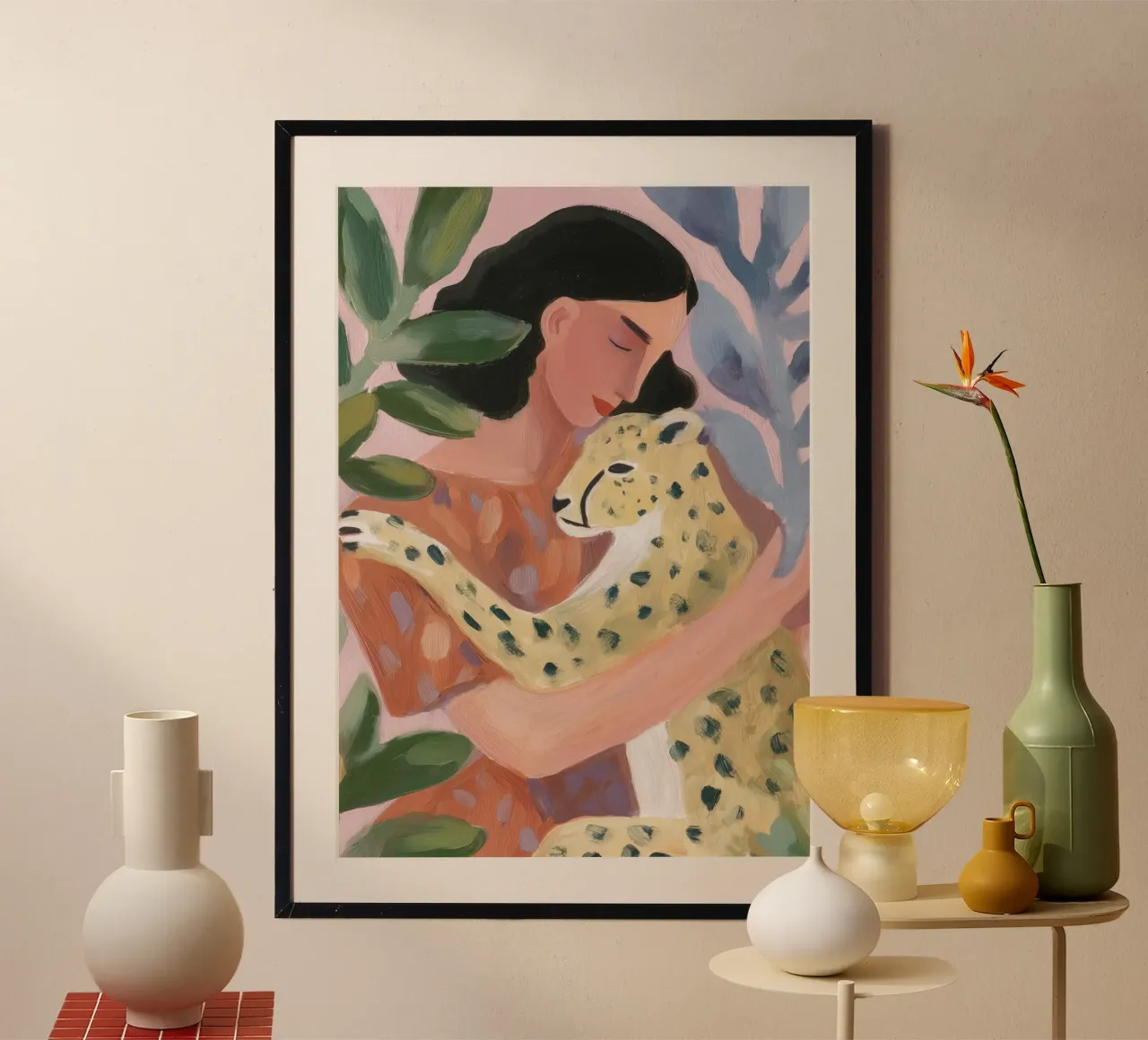 Boho Cheetah Print, Botanical Print hahnemühle by Boheme