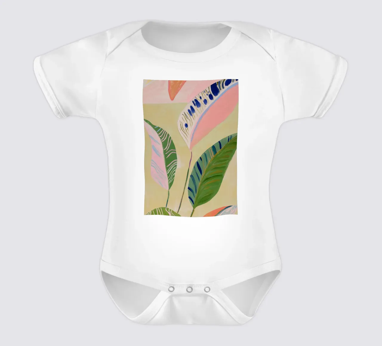 Botanische print, Palmprint babyrompertje korte mouwen van Boheme
