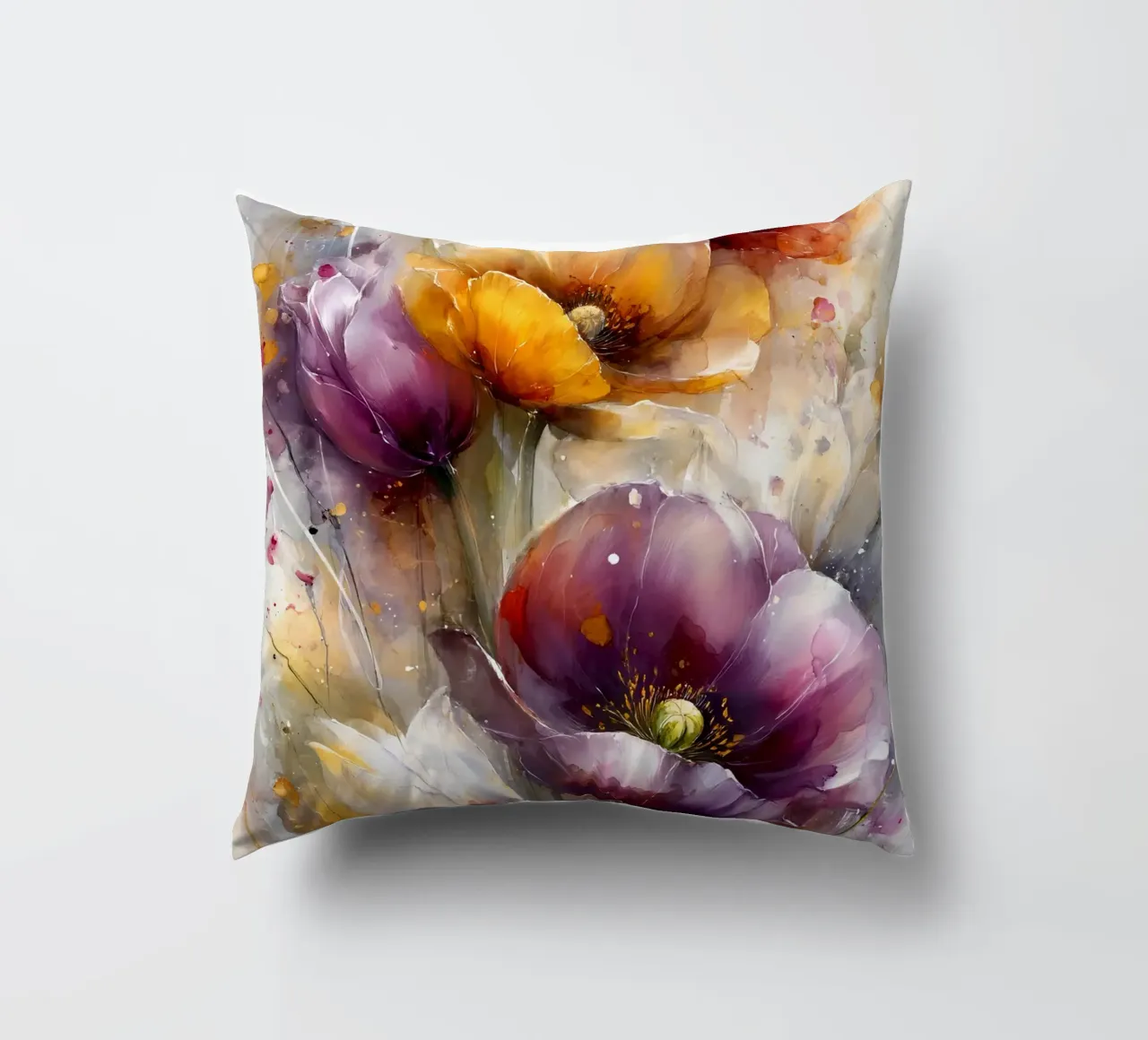 Wildflowers Poppy Abstract art B cuscino da Mateo