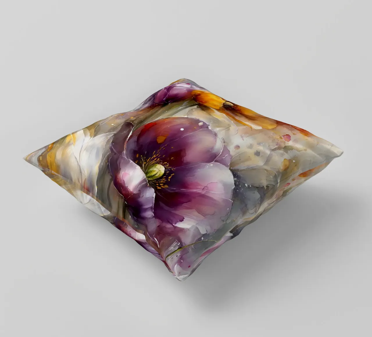 Wildflowers Poppy Abstract art B cuscino da Mateo