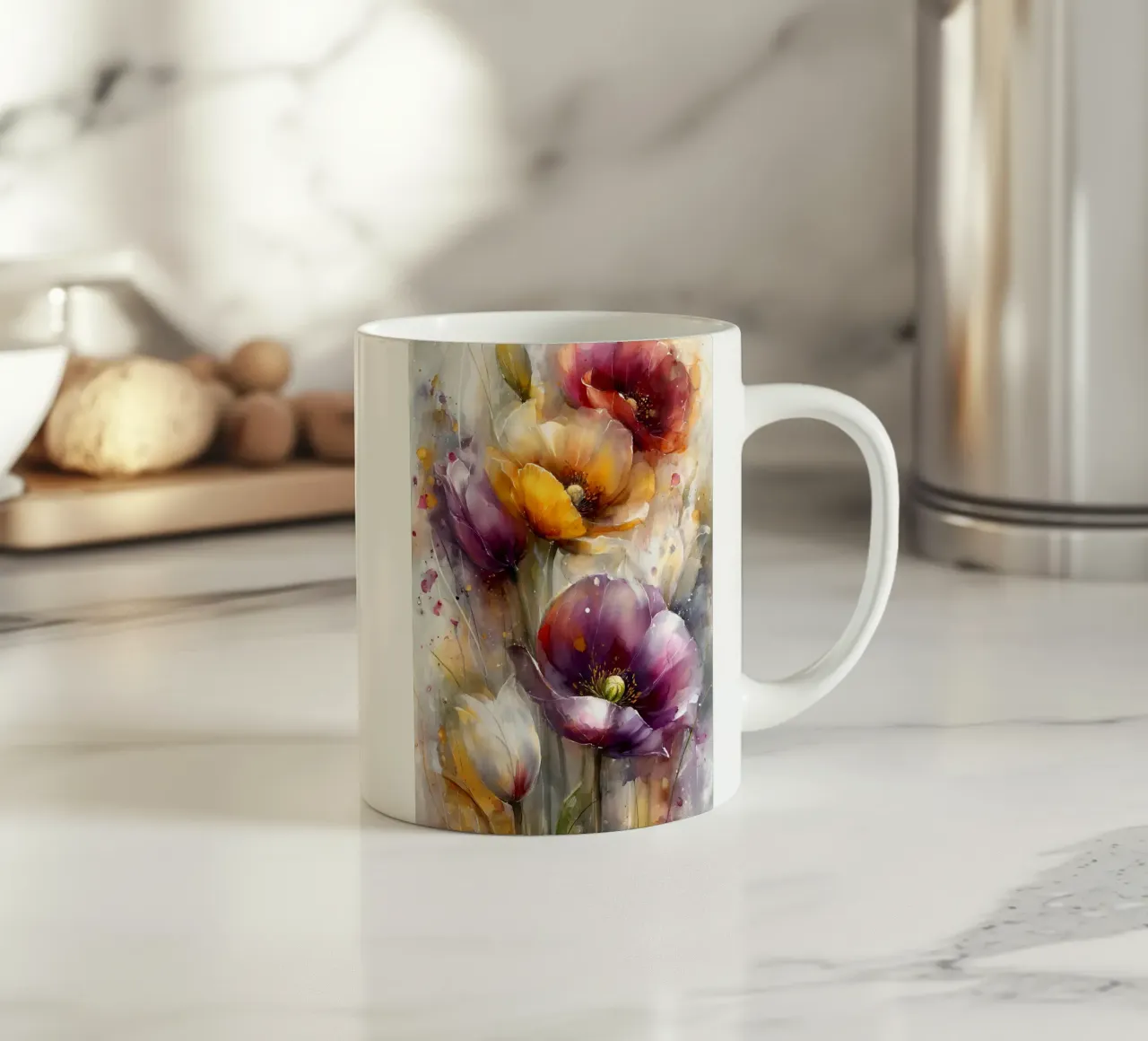 Wildflowers Poppy Abstract art B tazza in ceramica da Mateo