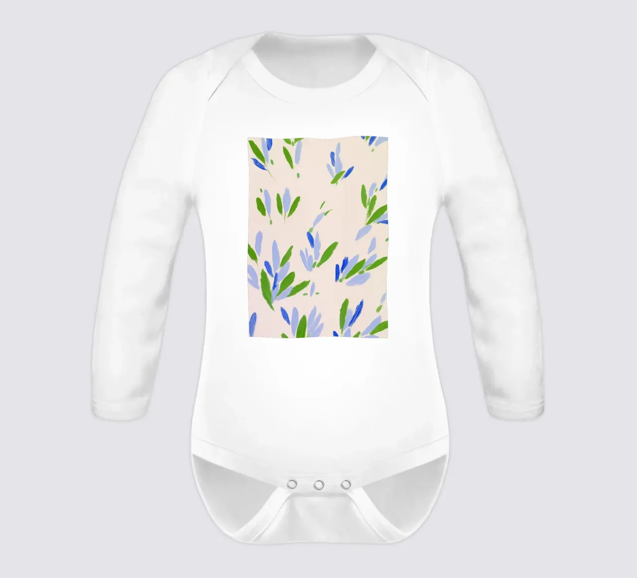Abstracte bloemenprint, Botanische print, Bloemsierkunst babyrompertje lange mouwen van Boheme
