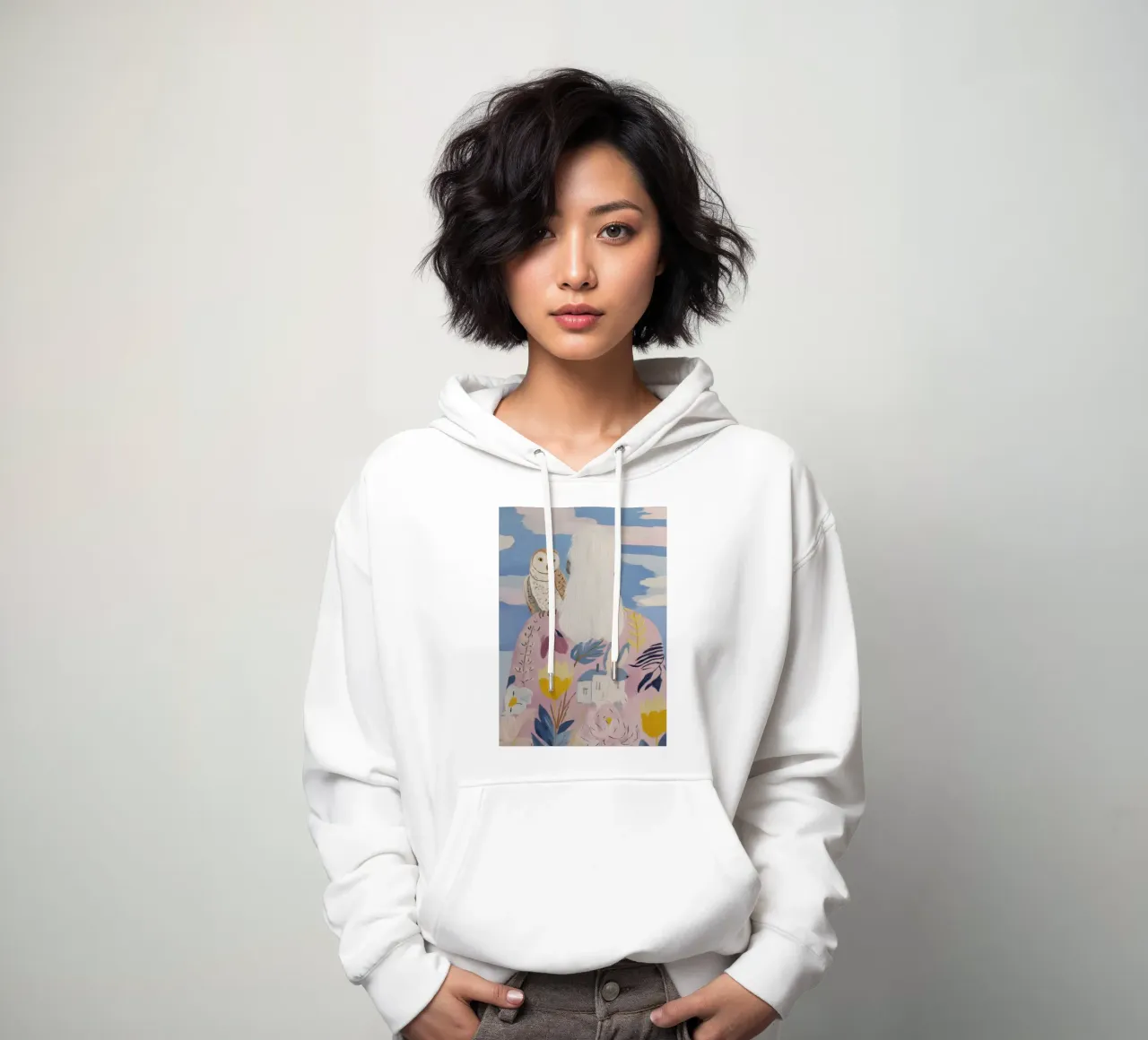 Boho Folk Print, Búho Print sudadera con capucha de Boheme