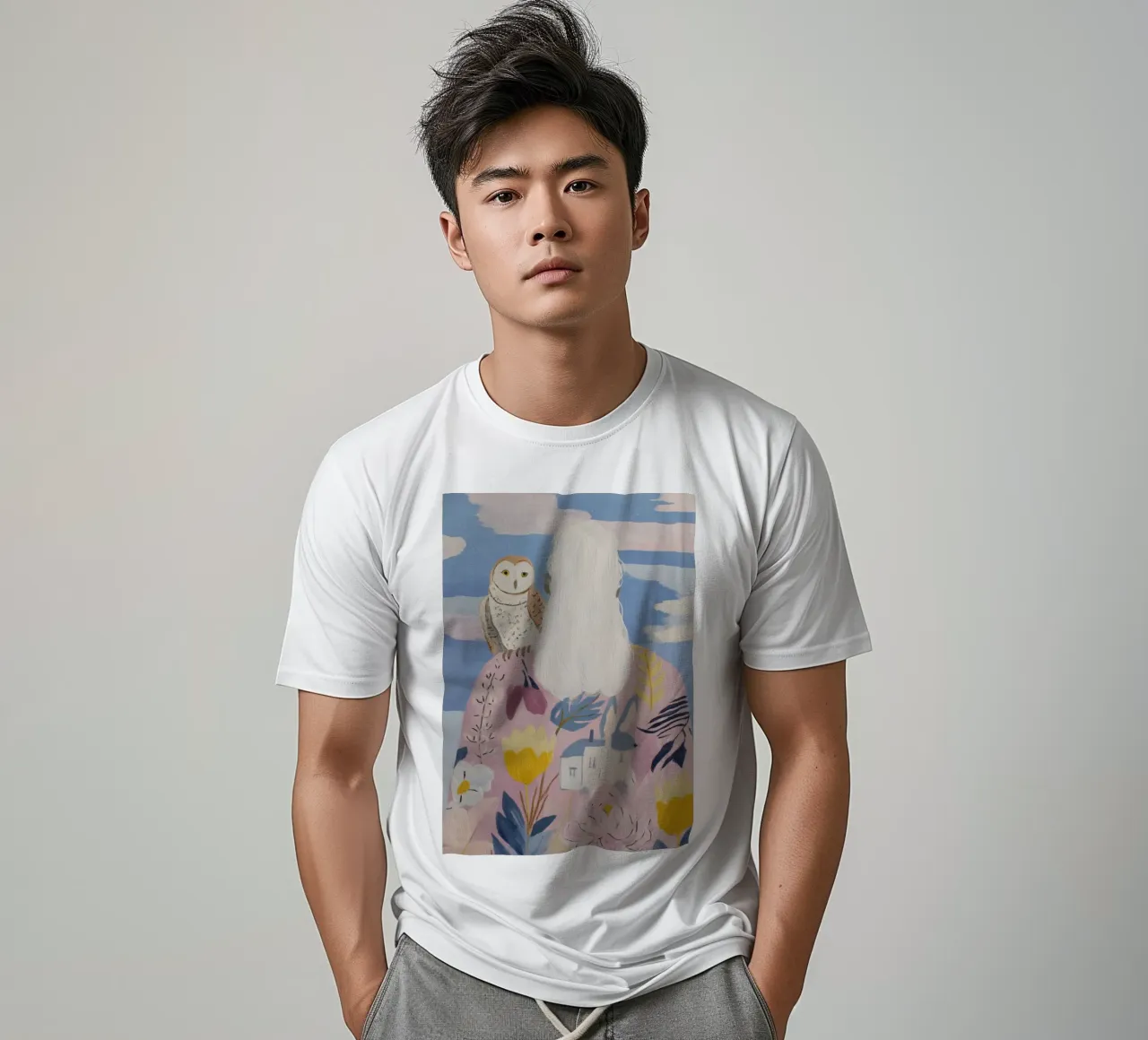 Boho Folk Print, Uil Print t-shirt van Boheme