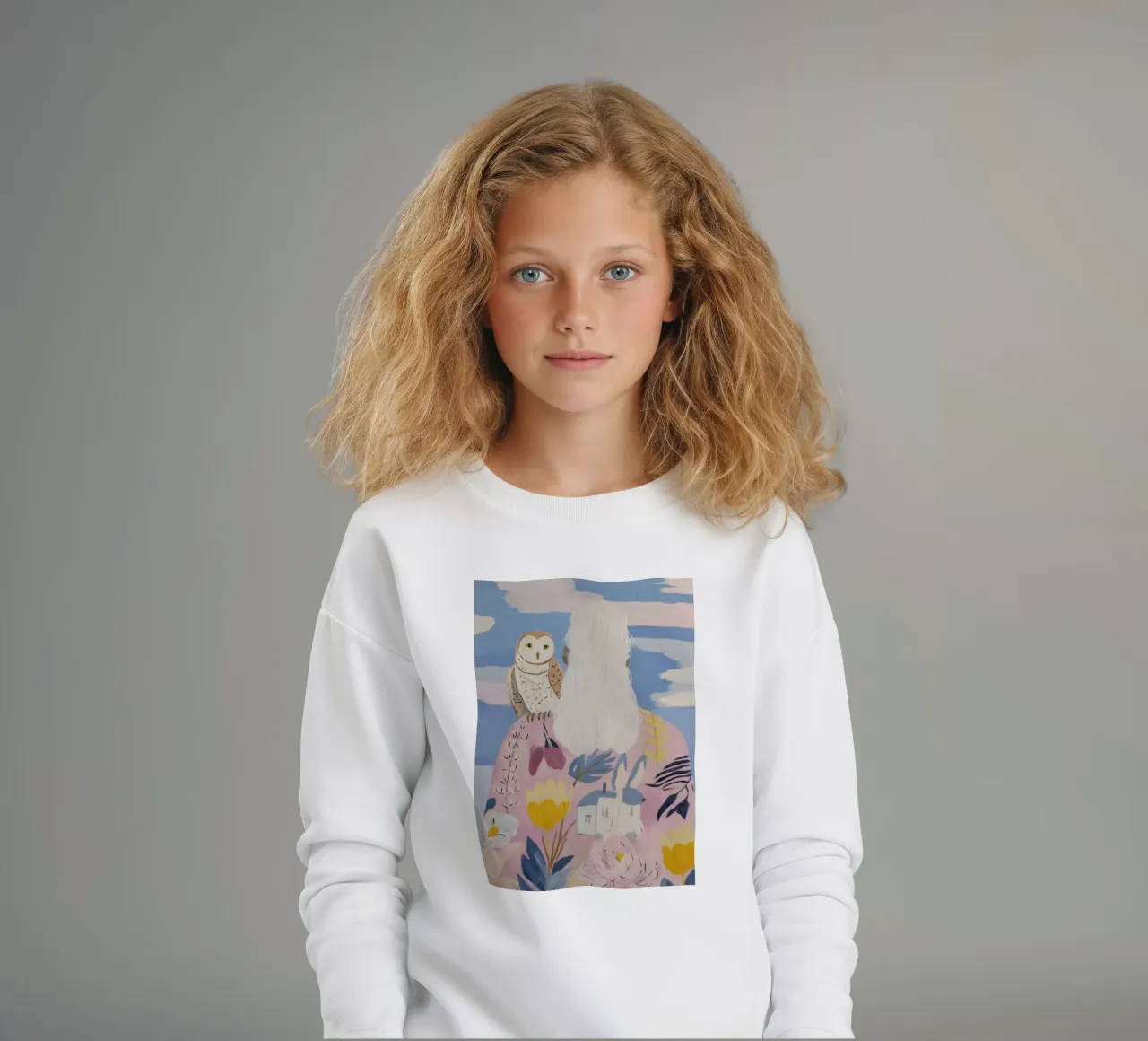 Boho Folk Print, Owl Print kids sweatshirt by Boheme