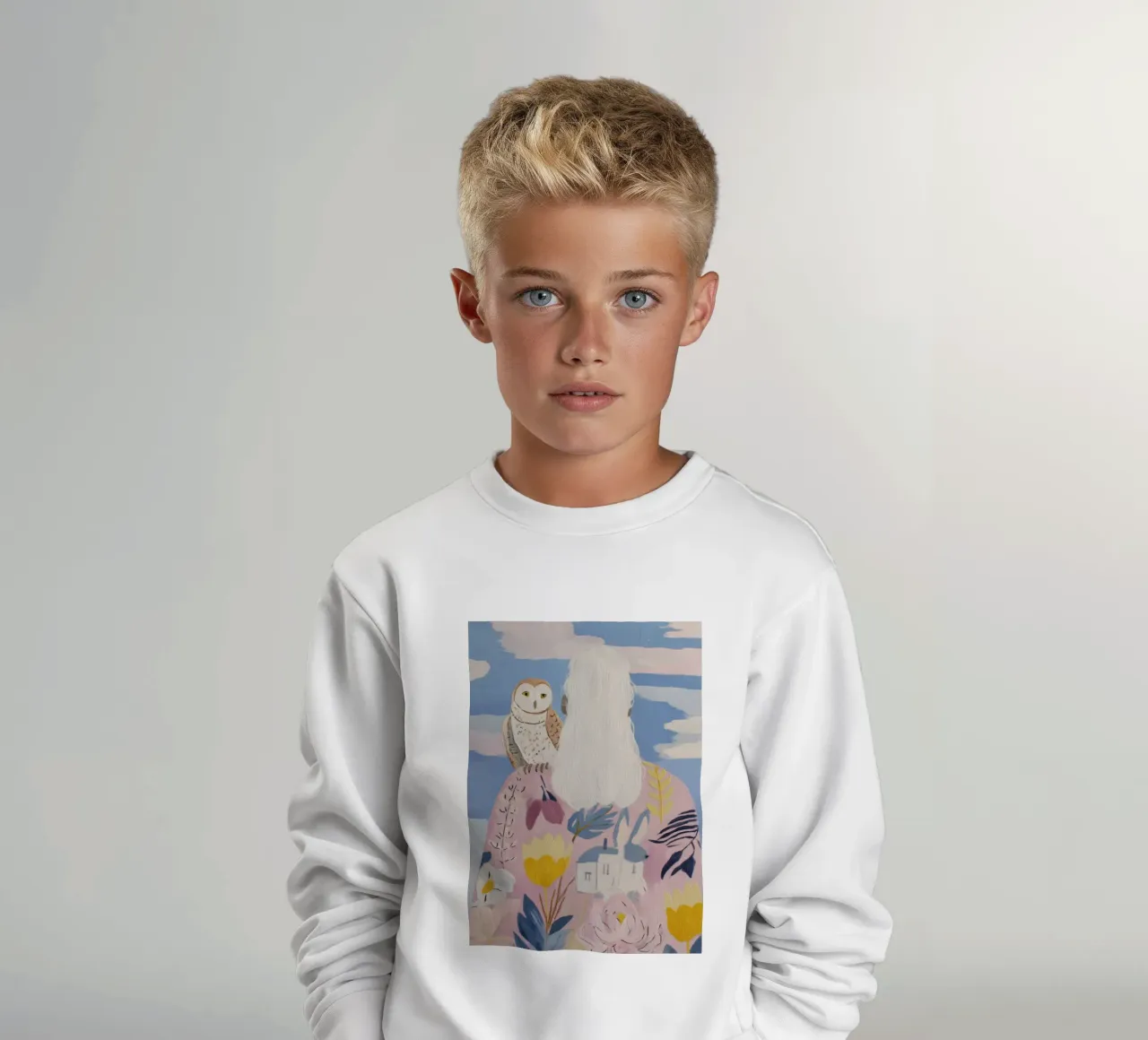 Boho Folk Print, Owl Print kids sweatshirt by Boheme