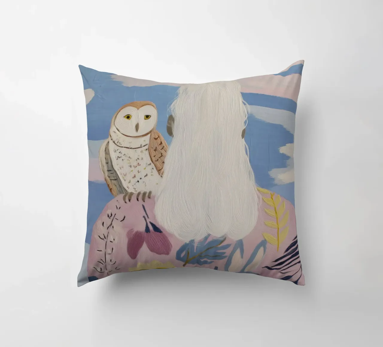 Boho Folk Print, Owl Print decorative cushion by Boheme