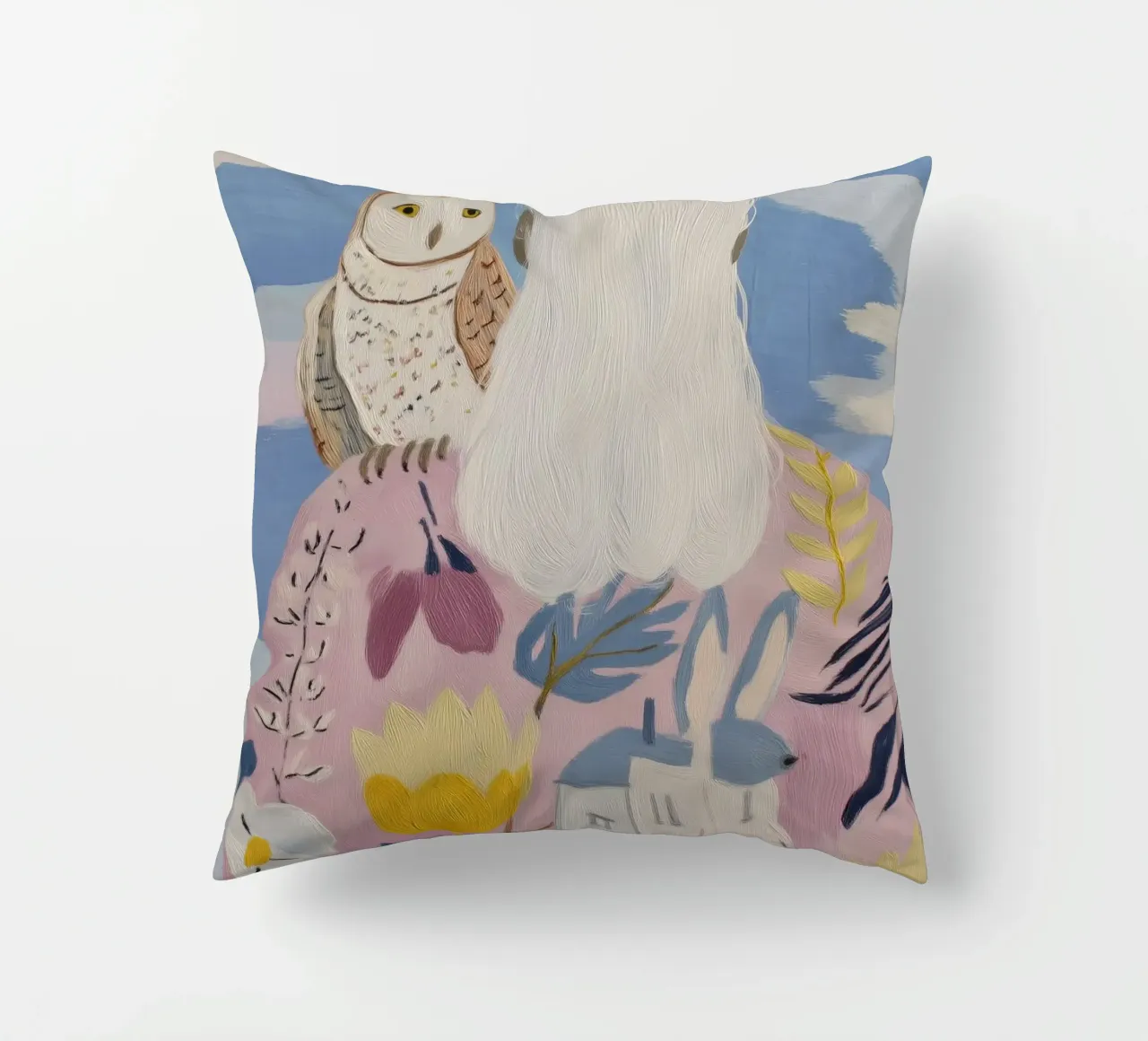 Boho Folk Print, Owl Print decorative cushion by Boheme