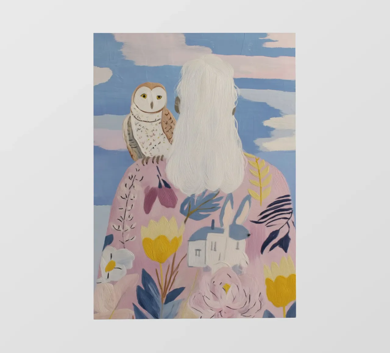 Boho Folk Print, Uil Print pvc-zeil van Boheme