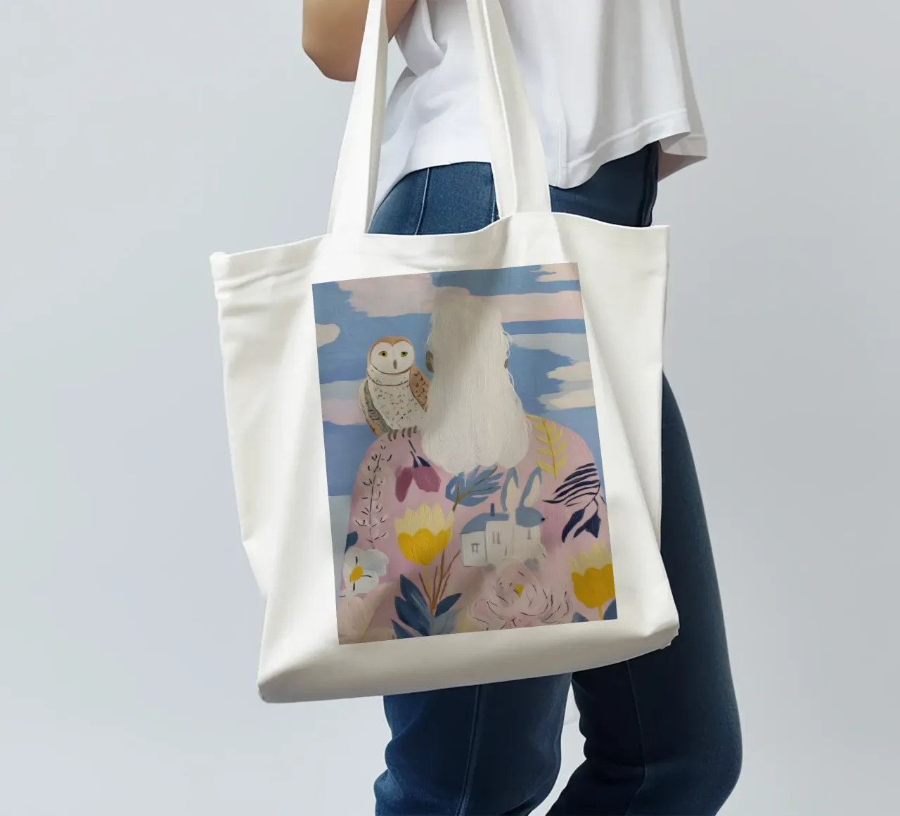 Boho Folk Print, Owl Print tote bag by Boheme