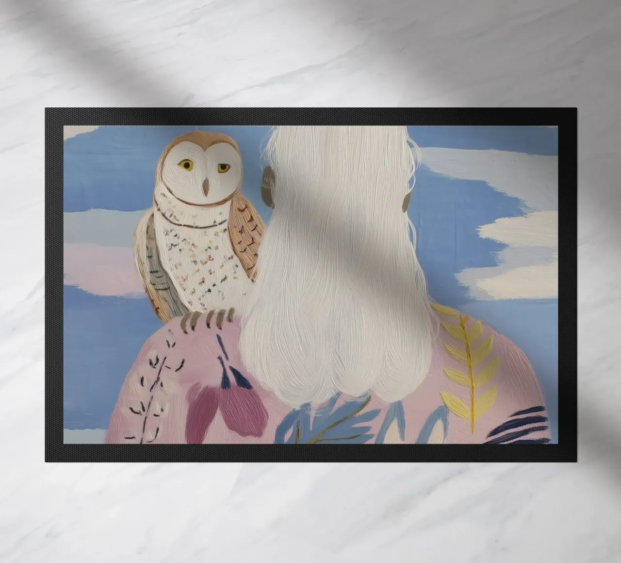Boho Folk Print, Owl Print doormat by Boheme