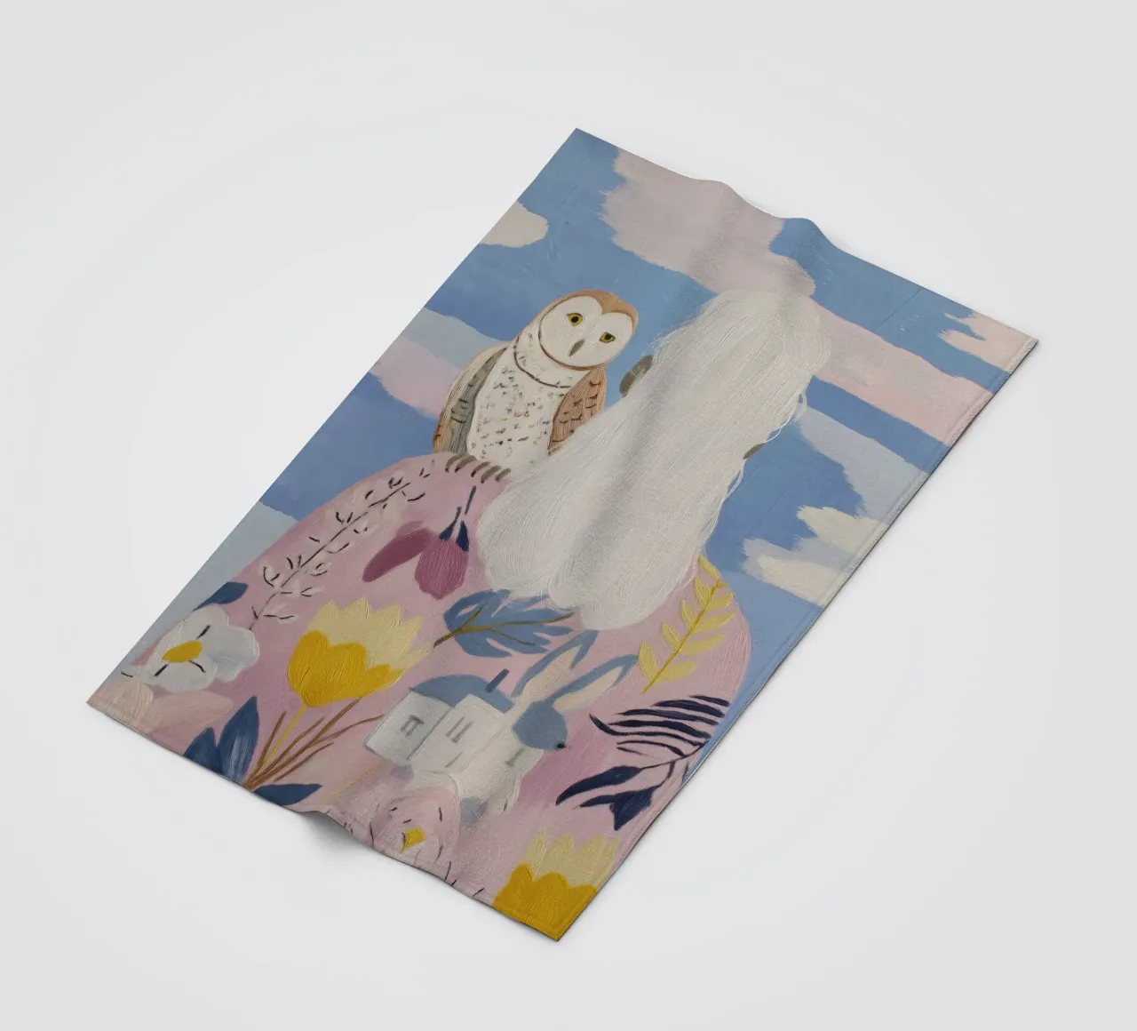 Boho Folk Print, Uil Print fleecedeken van Boheme