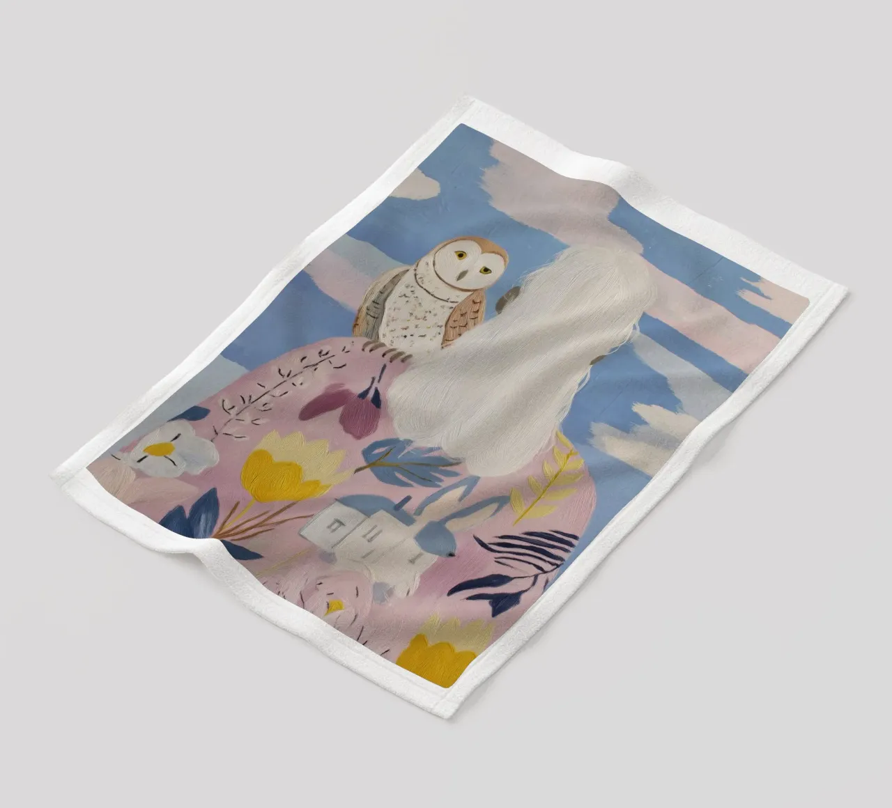 Boho Folk Print, Uil Print fleecedeken van Boheme