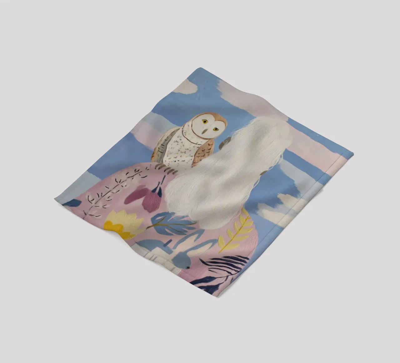 Boho Folk Print, Uil Print fleecedeken van Boheme