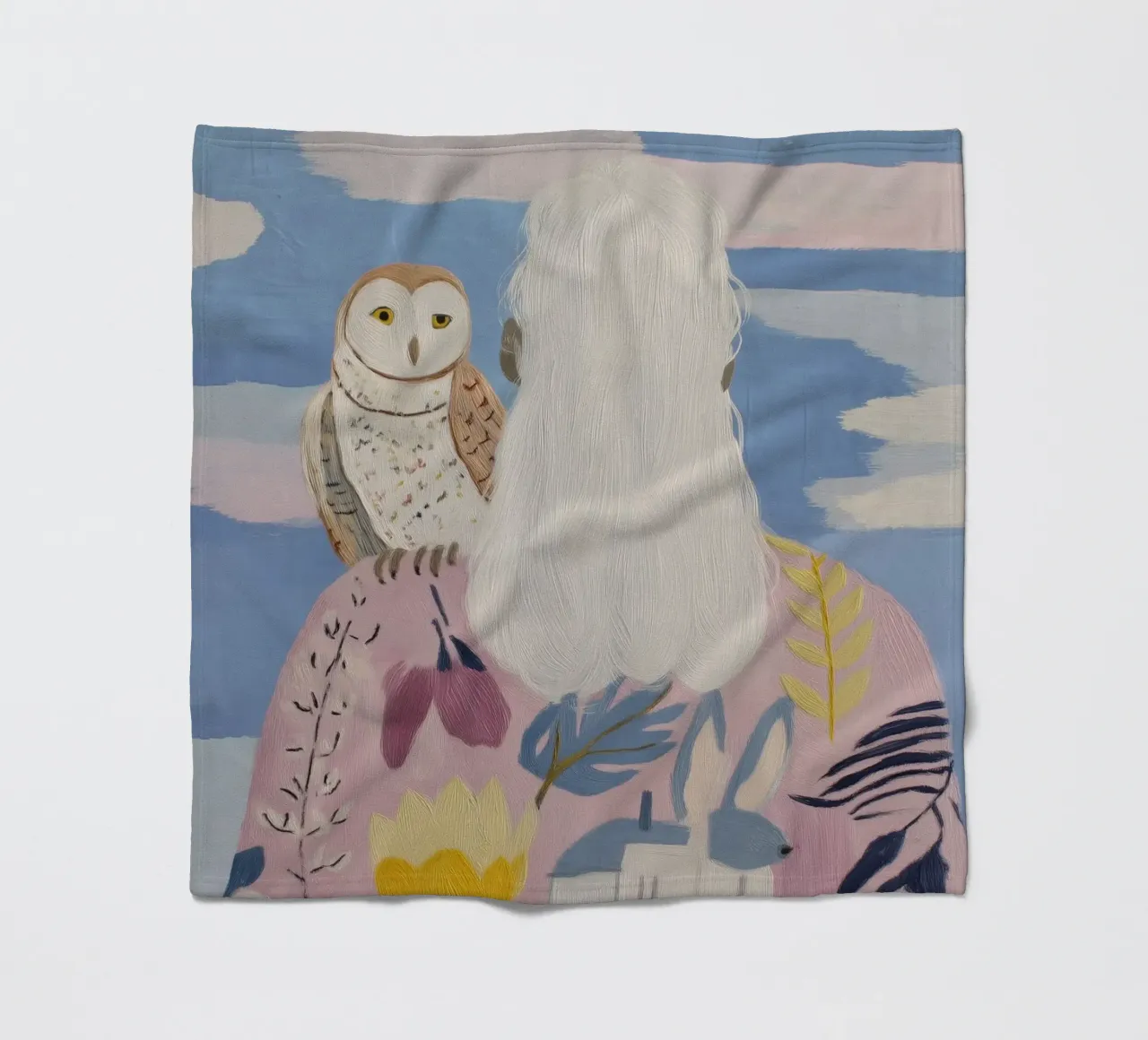 Boho Folk Print, Uil Print fleecedeken van Boheme