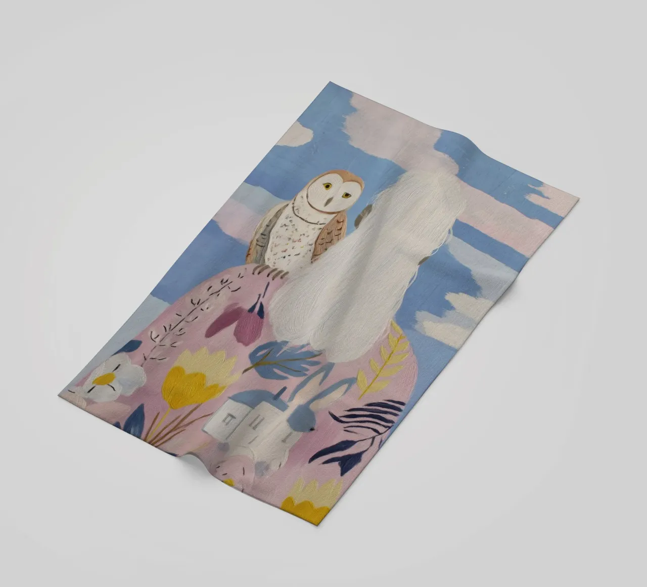 Boho Folk Print, Uil Print strandhanddoek van Boheme