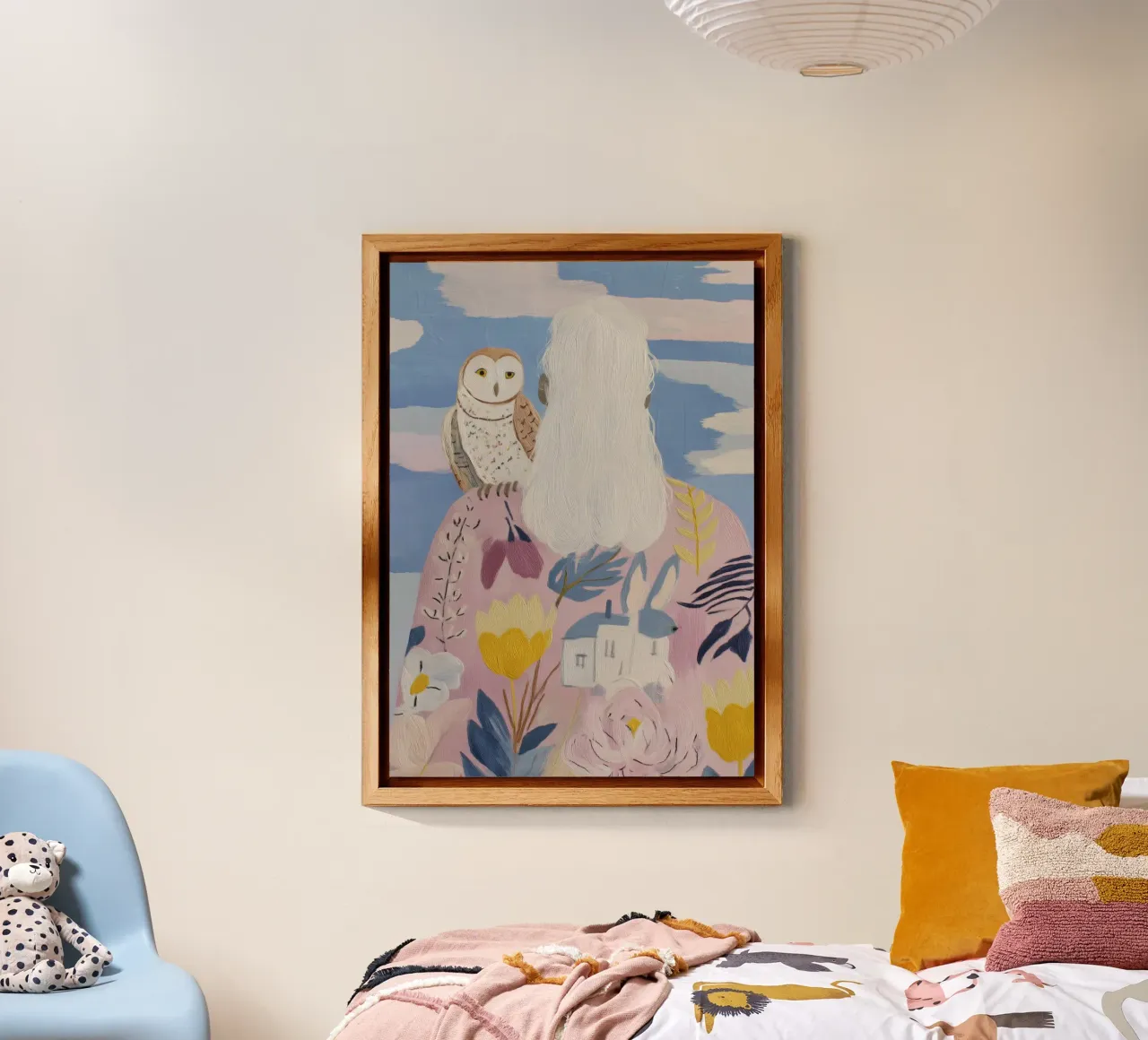 Boho Folk Print, Owl Print alu-dibond by Boheme