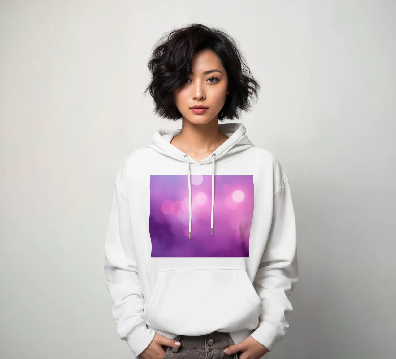 Gli effetti bokeh colorati creano un'atmosfera da sogno ad un livello di felpa con cappuccio da DesignDoodle