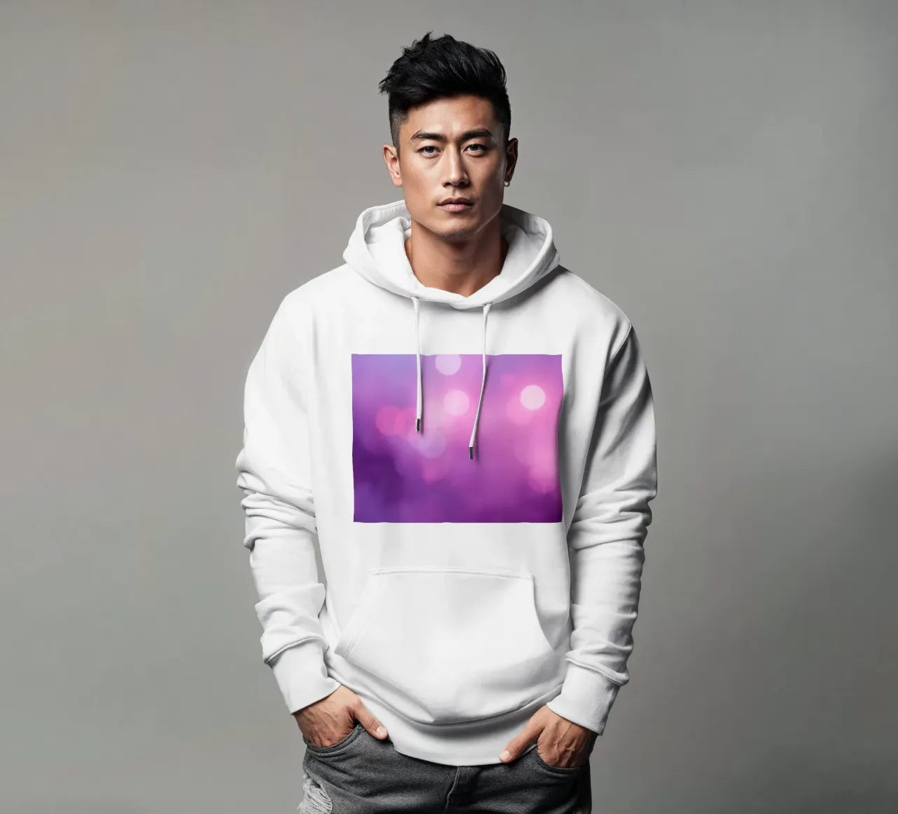 Gli effetti bokeh colorati creano un'atmosfera da sogno ad un livello di felpa con cappuccio da DesignDoodle