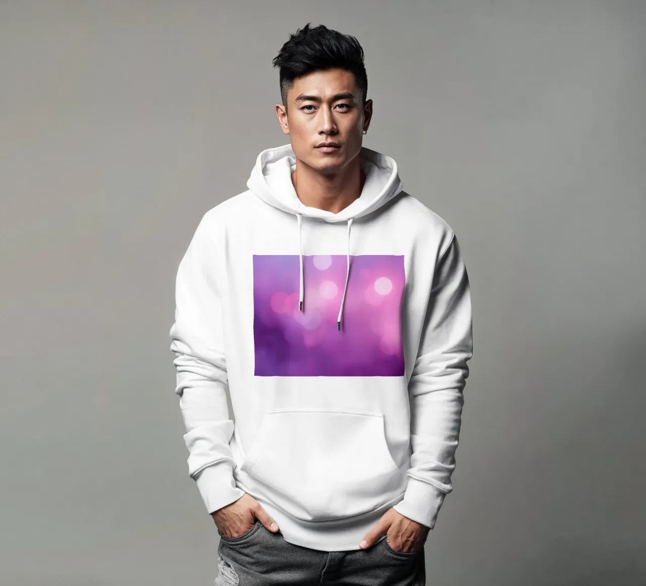 Los coloridos efectos bokeh crean una atmósfera de ensueño a un sudadera con capucha de DesignDoodle