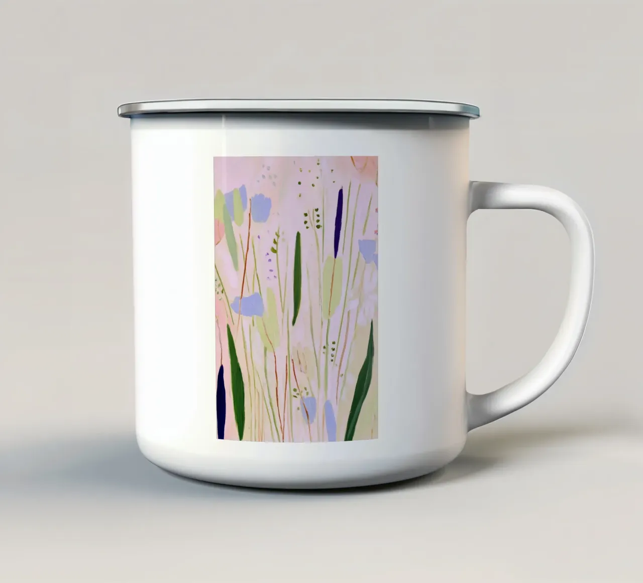 Botanischer Blumendruck, Abstraktes Blumenposter Emaille Tasse von Boheme