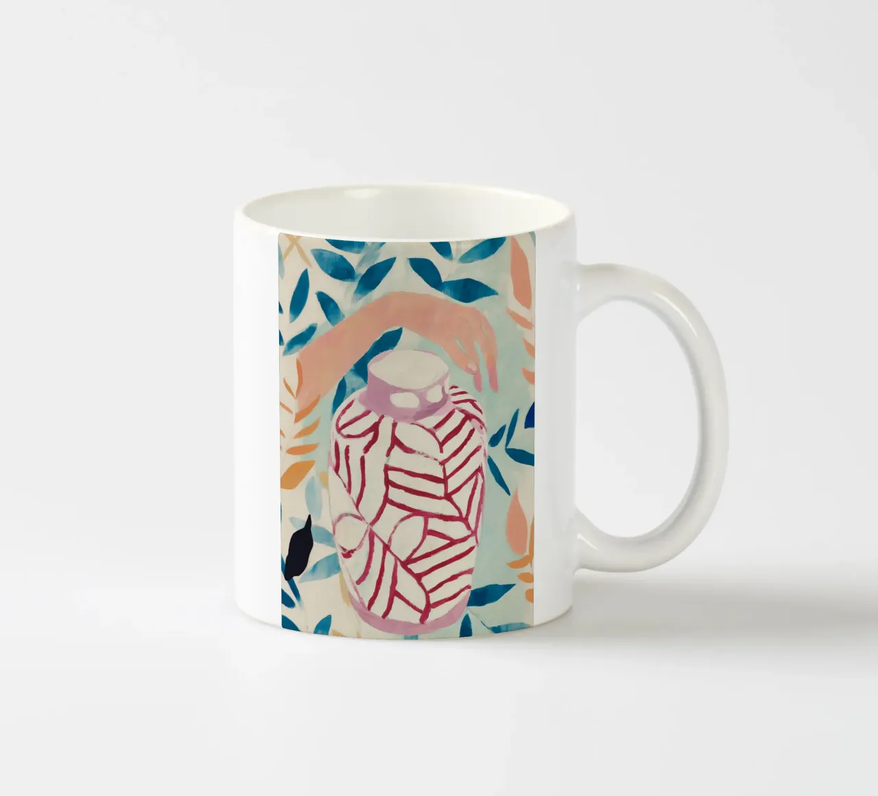 Abstracte bloemenvaas print keramische mok van Boheme