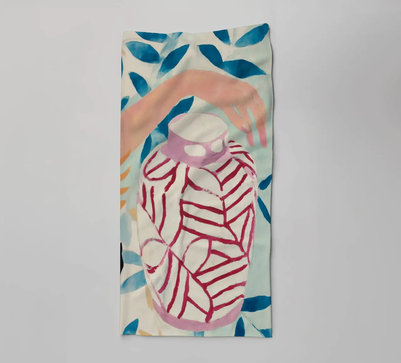 Abstracte bloemenvaas print badhanddoek van Boheme