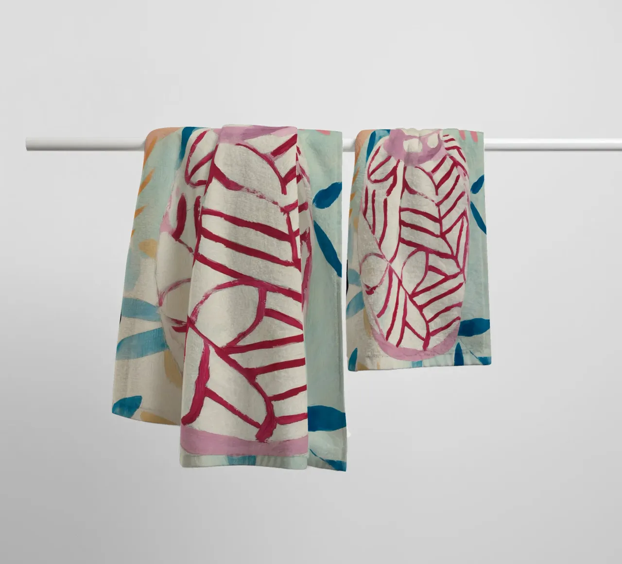 Abstracte bloemenvaas print badhanddoek van Boheme