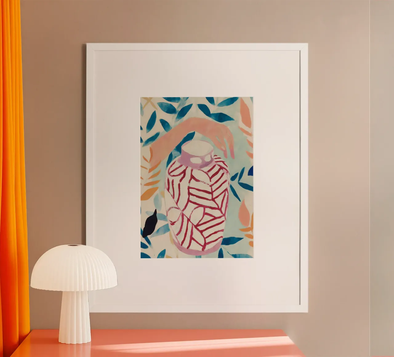 Stampa astratta di vasi di fiori poster con telaio in legno da Boheme